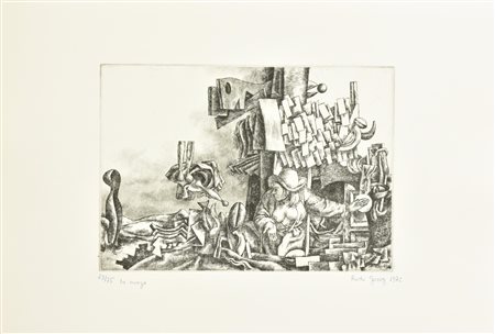 Rudi Gorog LA MAGA incisione su carta Fabriano, battuta cm 19,5x27,5, su...