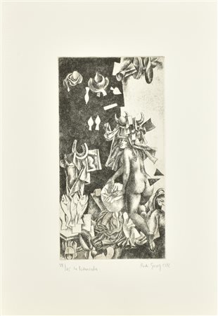 Rudi Gorog LA FIDANZATA incisione su carta Fabriano, battuta cm 30x15, su...