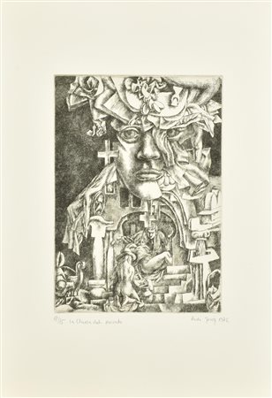 Rudi Gorog LA CHIESA DEL PECCATO incisione su carta Fabriano, battuta cm...