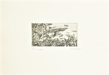 Rudi Gorog IL VERDETTO incisione su carta Fabriano, battuta cm 10x20, su...