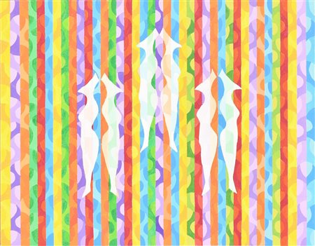 Francesco Fasano 6 GUERRIERE acrilico su cartoncino, cm 32x40 sul retro:...