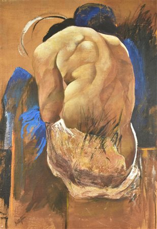 Gabriele De Stefano UOMO DI SPALLE olio su tela, cm 100x70 firma