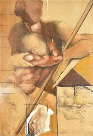 Gabriele De Stefano MATERNITA' olio su tela, cm 100x70 firma L'opera presenta...