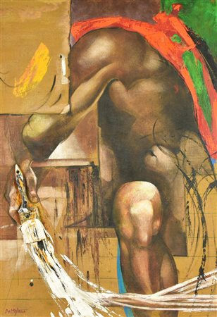 Gabriele De Stefano STUDIO DI FIGURA MASCHILE olio su tela con applicazioni,...