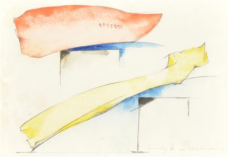 Ignoto POLIGONI COLORATI tecnica mista su carta, cm 23,5x33,5 firma e titolo...