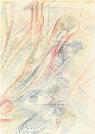 Elsa Oberholzer COMPOSIZIONE ASTRATTA pastello su carta, cm 32x23,5 firma