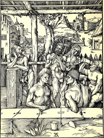 Albrecht (Da) Durer BAGNO DI UOMINI xilografia, cm 39x28,5