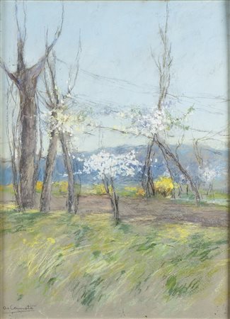 ANTONIO CANNATA (Polistena, 1895 -  Roma, 1960)
: Paesaggio con alberi in fiore