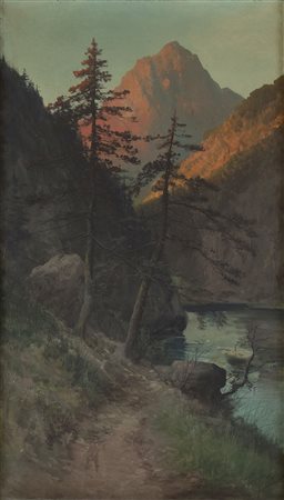 HENRY MARKO (Firenze, 1855 - Lavagna, 1921): Paesaggio montano 