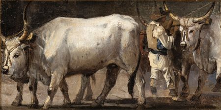 CARLO COLEMAN (Pontefract, 1807 - Roma, 1874): Mandriani con buoi, 1840