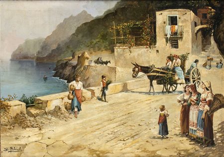 SALVATORE PETRUOLO (Catanzaro, 1857 - Napoli, 1946): Costa sorrentina