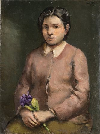 ALBERTO ZIVERI  (Roma, 1908 - 1990)



: Ragazza con mazzo di violette, 1943

