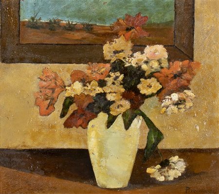 PIERETTO BIANCO (Trieste, 1875 - Bologna, 1937): Vaso di fiori, 1934