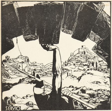 DUILIO CAMBELLOTTI (Roma, 1876 - 1960): Mura serviane: Servio Tullio