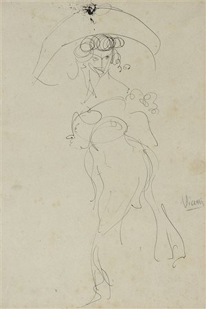 LORENZO VIANI (Viareggio, 1882 - Lido di Ostia, 1936): Donna parigina con cappello