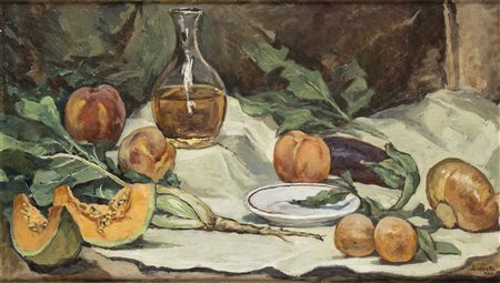 CARLO SOCRATE (Mezzana Bigli, 1889 - Roma, 1967): Natura morta con frutta, 1940