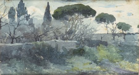 GINO ROMITI (Livorno, 1881 - 1967): Pineta di Ardenza, 1900