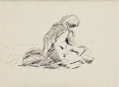 DOMENICO MORELLI (Napoli, 1823 - 1901): Donna seduta