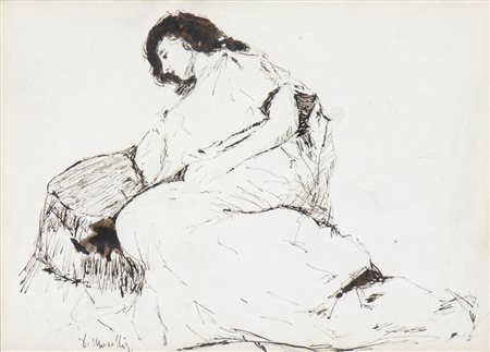 DOMENICO MORELLI (Napoli, 1823 - 1901): Ritratto di donna 