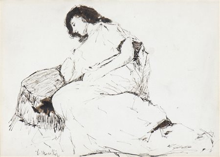 DOMENICO MORELLI (Napoli, 1823 - 1901): Ritratto di donna 