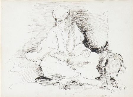 DOMENICO MORELLI (Napoli, 1823 - 1901): Ritratto di donna mediorientale 