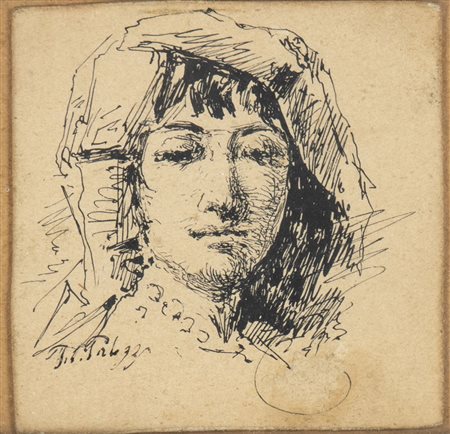 FILIPPO PALIZZI (Vasto, 1818 - Napoli, 1899): Ritratto di fanciulla 