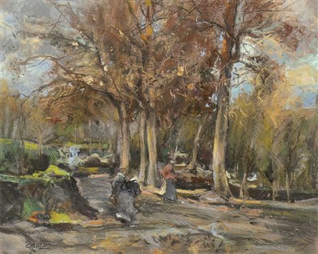 GIUSEPPE CASCIARO (Ortelle, 1863 - Napoli, 1941): Paesaggio boschivo