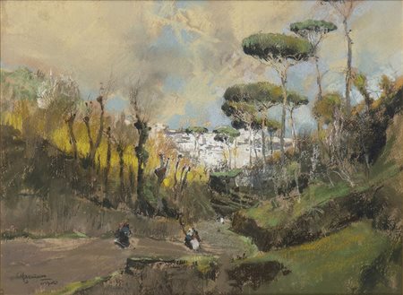 GIUSEPPE CASCIARO (Ortelle, 1863 - Napoli, 1941): Paesaggio 