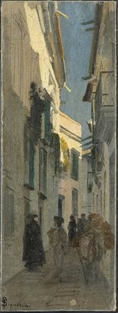 TELEMACO SIGNORINI (Firenze, 1835 – 1901): Vicolo di paese