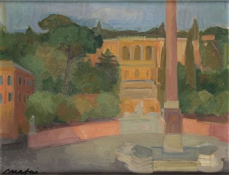 MARIO MAFAI (Roma, 1902 - 1965): Piazza del popolo, Roma