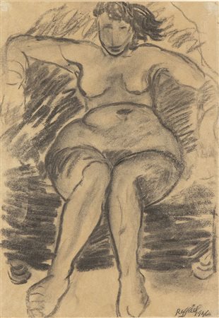ANTONIETTA RAPHAËL (Kaunas, 1895 - Roma, 1975): Nudo seduto, 1946