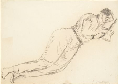 ANTONIETTA RAPHAËL (Kaunas, 1895 - Roma, 1975): Uomo in lettura, 1928