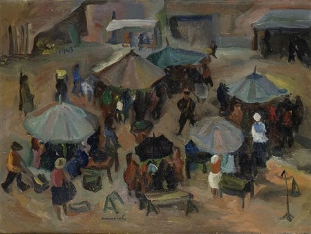 GIOVANNI OMICCIOLI (Roma, 1901-1975): Il mercato, 1943