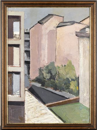 BEPPE GUZZI (Genova, 1902 - Roma, 1982): Paesaggio urbano