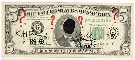 KEITH HARING  (Reading, 1958 – New York, 1990): Five Dollars, 1988