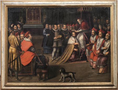 Pittore fiorentino, fine sec. XVI-inizi XVIIPAPA PIO V INCORONA COSIMO I DE...