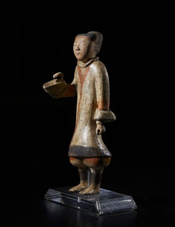  Arte Cinese - Figura in terracotta policroma
Cina, dinastia Han, I secolo .