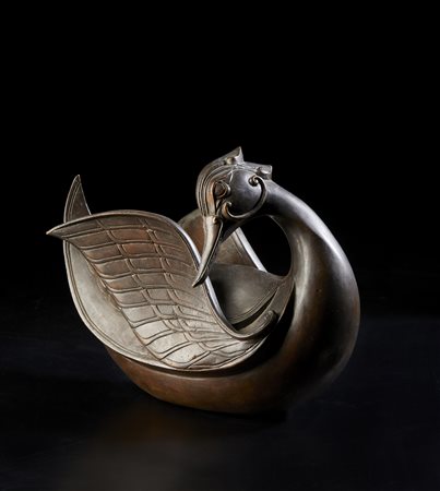  Arte Giapponese  - Anatra mandarina in bronzo
Giappone, Taisho, inizi XX secolo.