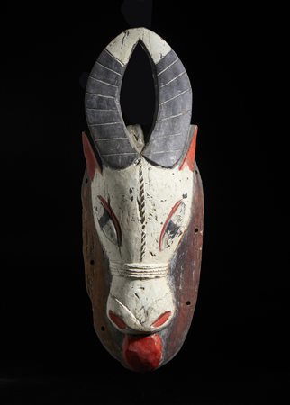  Arte africana - Costa d'Avorio. 
Maschera d'antilope.
Legno e pigmenti. .