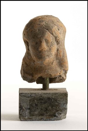TESTA VOTIVA Italia centrale, ca. III secolo a.C. altezza testa cm 5; altezza...