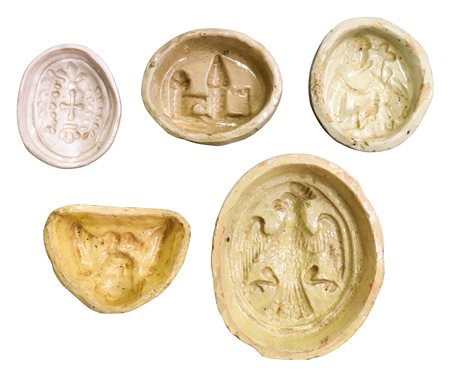 Gruppo di 5 formelle per mostarda