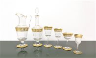 St.Louis - Servizio di N. 48 bicchieri e bottiglie, decoro 'THISTLE GOLD', 20° secolo