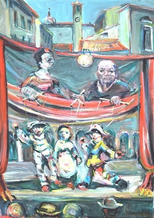 Tancredi Muchetti, Spettacolo di marionette in piazza G. Malvezzi a Desenzano del Garda