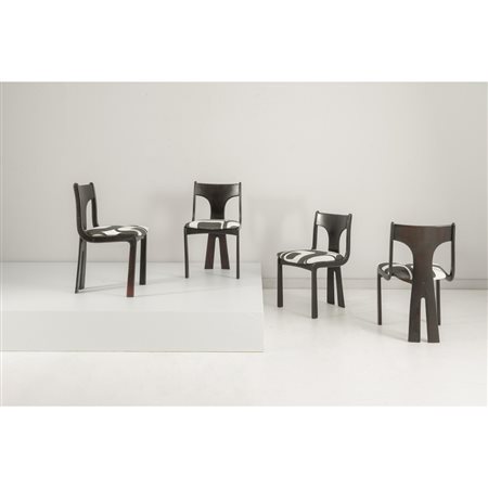 PIERRE CARDIN (Attr.le), Quattro sedie in legno