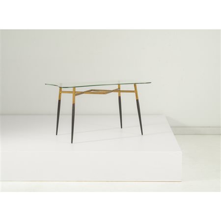 CESARE LACCA (Attr.le), Tavolo basso con piano in cristallo