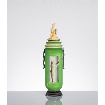 TARCISIO TOSIN, Grande Cista in ceramica verde
