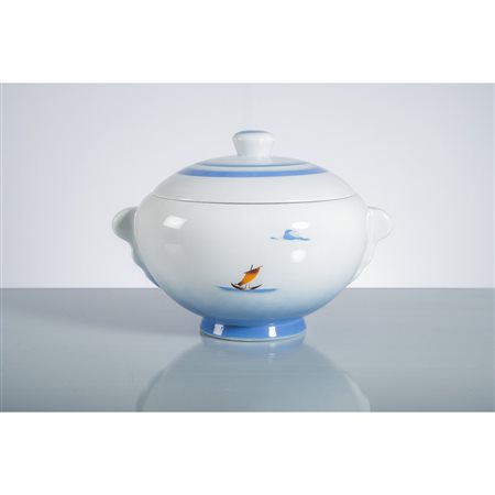 ANGELO SIMONETTO, Zuppiera in ceramica bianca