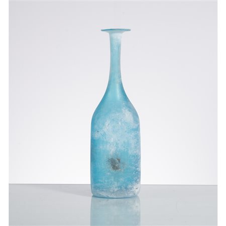 GINO CENEDESE, Bottiglia in vetro azzurrino