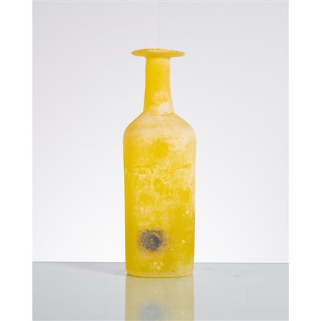 GINO CENEDESE, Bottiglia in vetro giallo