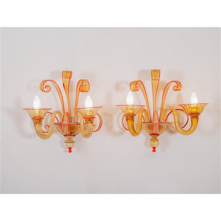 VENINI, Coppia di lampade da parete modello “Albrici 1932”